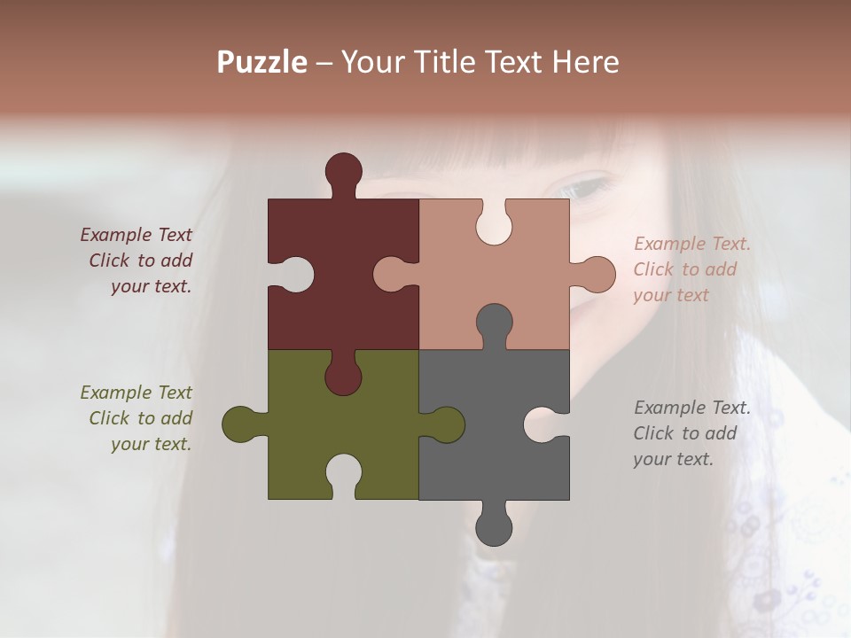 A Young Girl With Long Brown Hair Smiles At The Camera PowerPoint Template