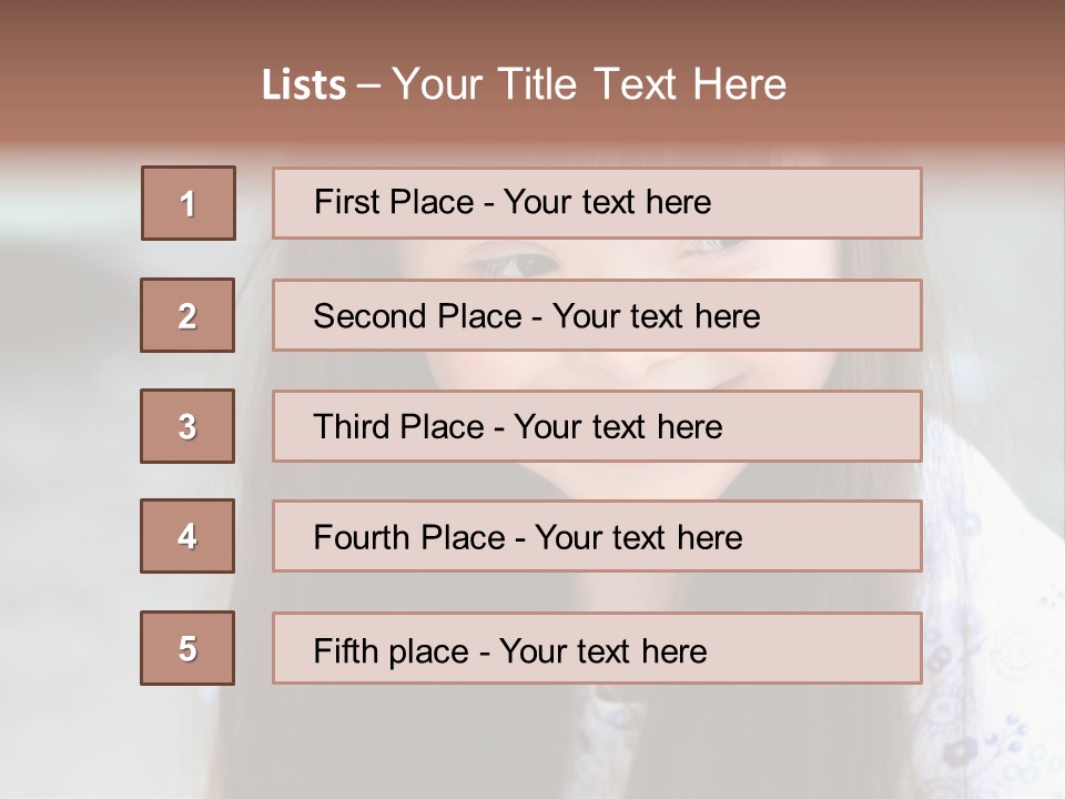 A Young Girl With Long Brown Hair Smiles At The Camera PowerPoint Template