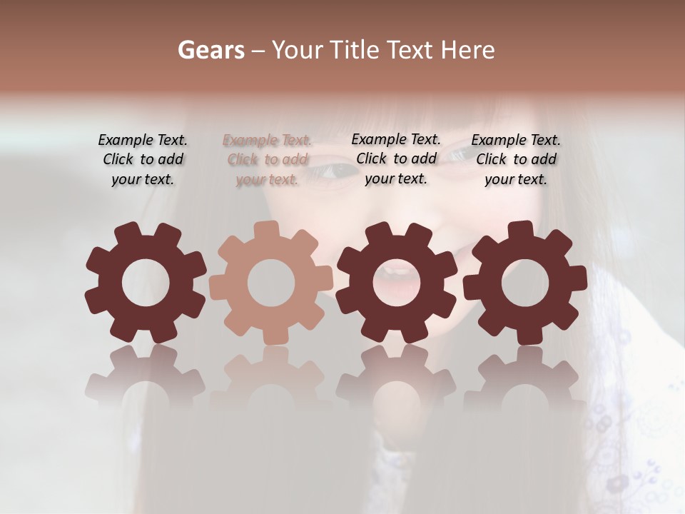 A Young Girl With Long Brown Hair Smiles At The Camera PowerPoint Template