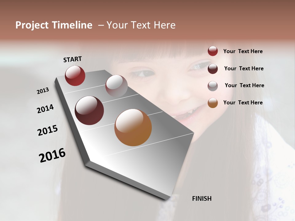 A Young Girl With Long Brown Hair Smiles At The Camera PowerPoint Template