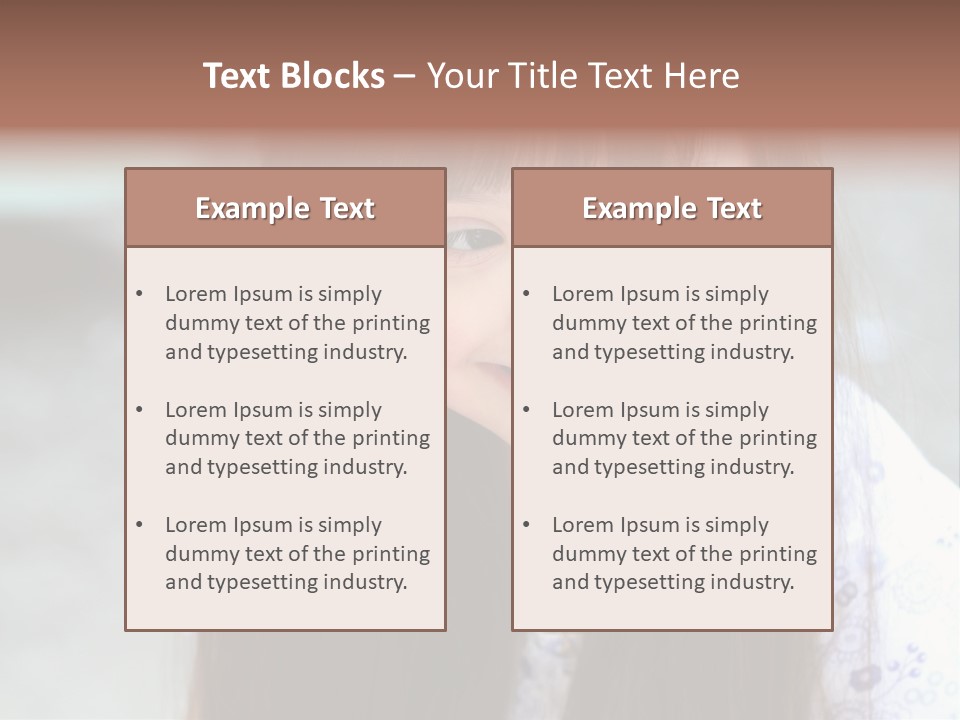 A Young Girl With Long Brown Hair Smiles At The Camera PowerPoint Template