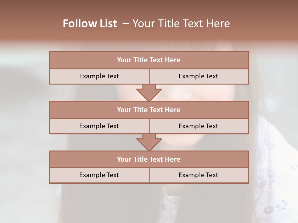 A Young Girl With Long Brown Hair Smiles At The Camera PowerPoint Template