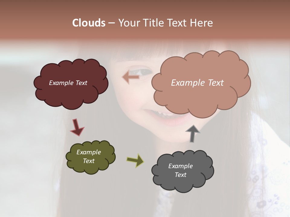 A Young Girl With Long Brown Hair Smiles At The Camera PowerPoint Template