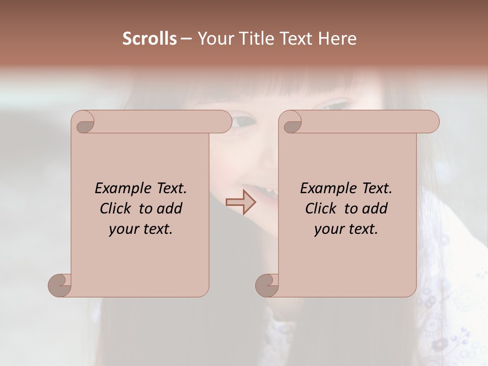 A Young Girl With Long Brown Hair Smiles At The Camera PowerPoint Template