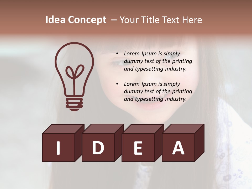 A Young Girl With Long Brown Hair Smiles At The Camera PowerPoint Template