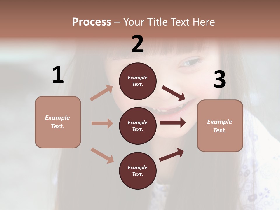 A Young Girl With Long Brown Hair Smiles At The Camera PowerPoint Template