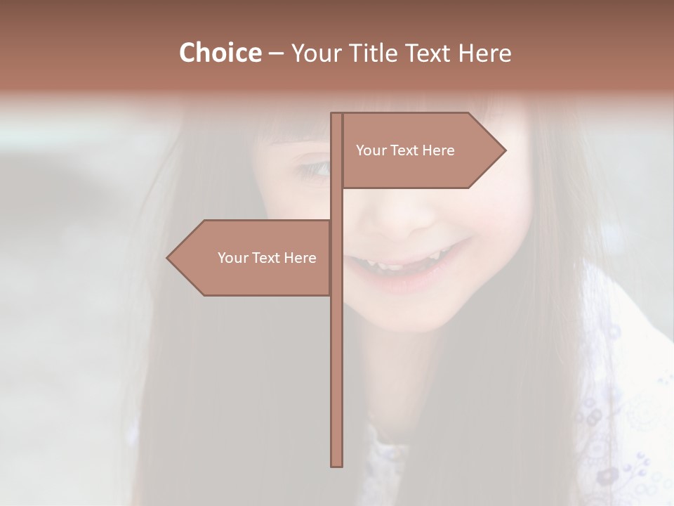 A Young Girl With Long Brown Hair Smiles At The Camera PowerPoint Template