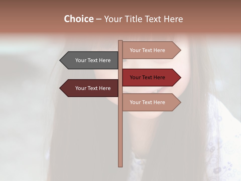 A Young Girl With Long Brown Hair Smiles At The Camera PowerPoint Template