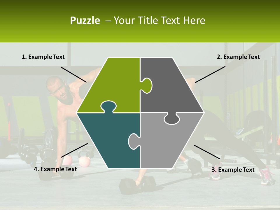 A Man And A Woman Doing Push Ups With Dumbbells PowerPoint Template