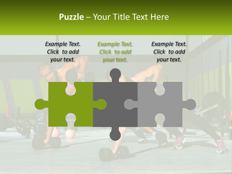 A Man And A Woman Doing Push Ups With Dumbbells PowerPoint Template