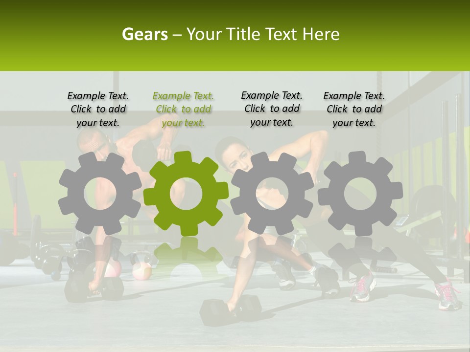 A Man And A Woman Doing Push Ups With Dumbbells PowerPoint Template