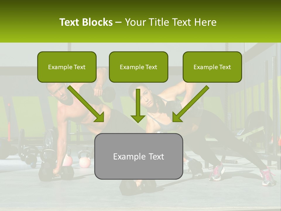 A Man And A Woman Doing Push Ups With Dumbbells PowerPoint Template