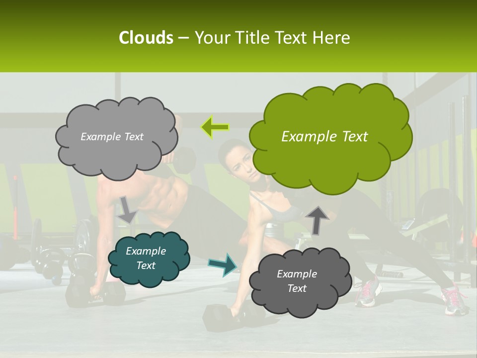 A Man And A Woman Doing Push Ups With Dumbbells PowerPoint Template