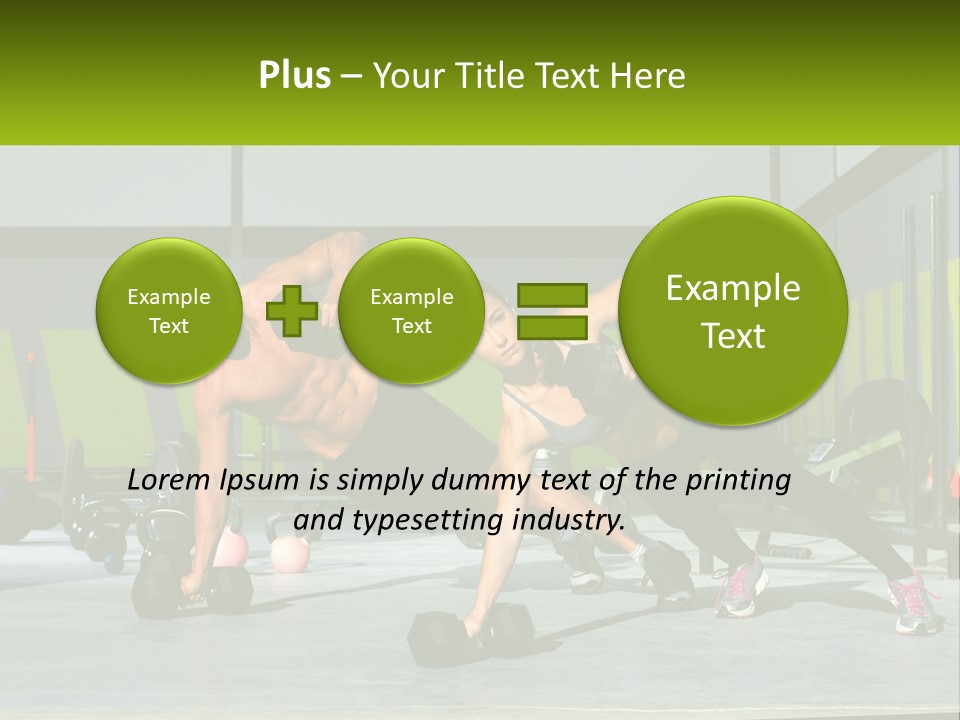 A Man And A Woman Doing Push Ups With Dumbbells PowerPoint Template