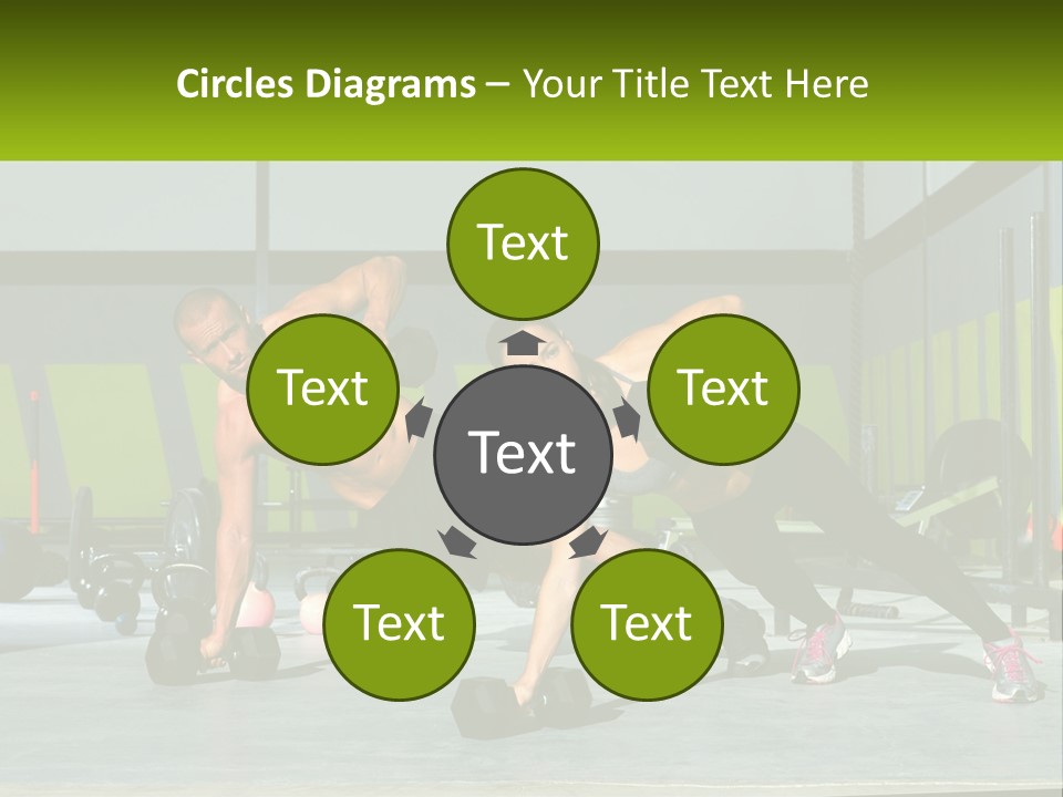 A Man And A Woman Doing Push Ups With Dumbbells PowerPoint Template