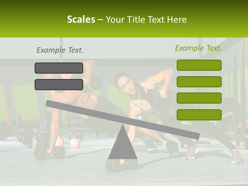 A Man And A Woman Doing Push Ups With Dumbbells PowerPoint Template