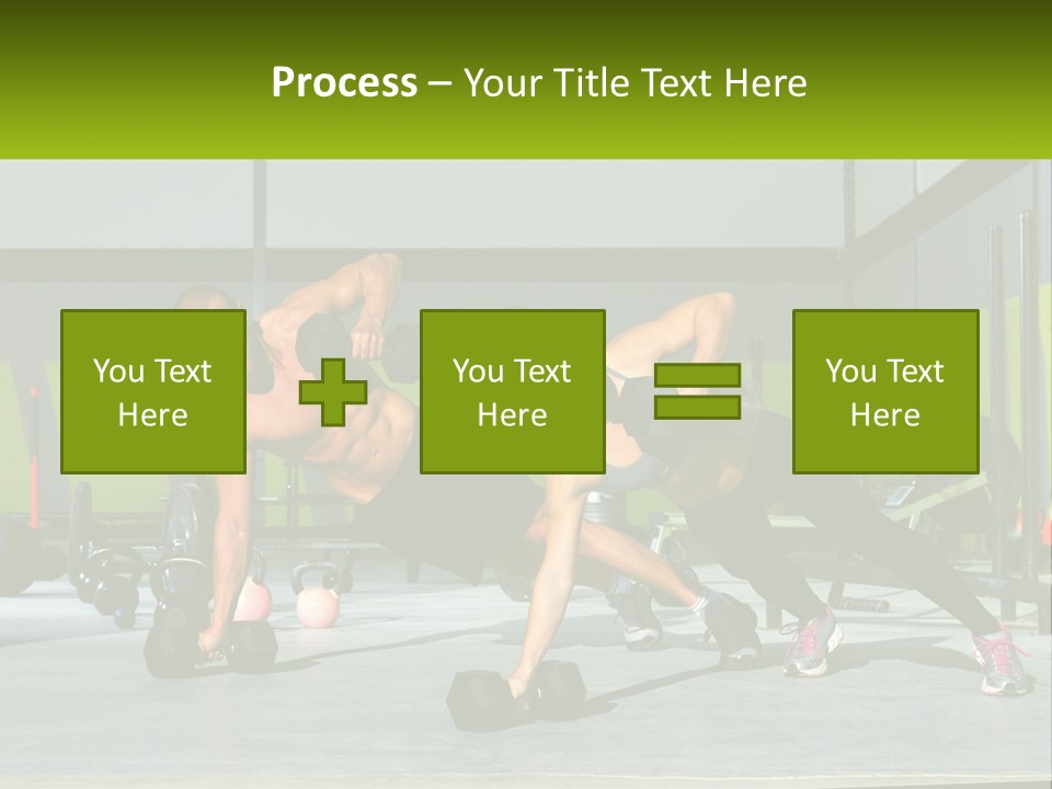 A Man And A Woman Doing Push Ups With Dumbbells PowerPoint Template