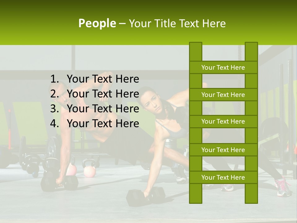 A Man And A Woman Doing Push Ups With Dumbbells PowerPoint Template