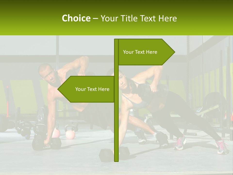A Man And A Woman Doing Push Ups With Dumbbells PowerPoint Template