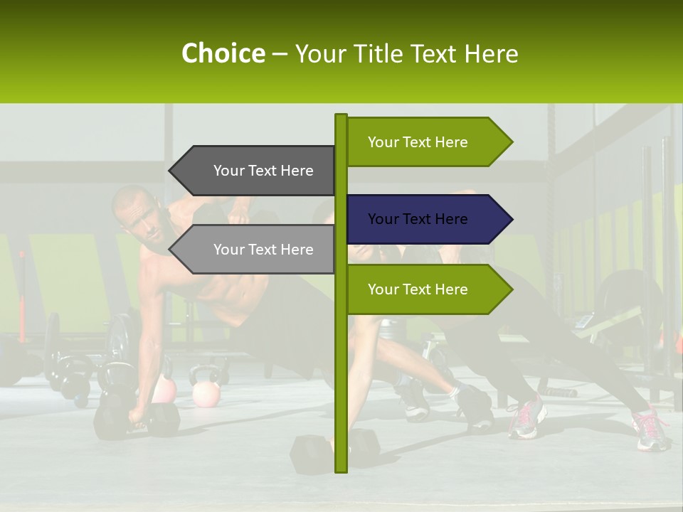 A Man And A Woman Doing Push Ups With Dumbbells PowerPoint Template