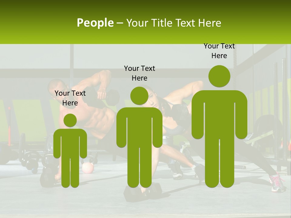 A Man And A Woman Doing Push Ups With Dumbbells PowerPoint Template