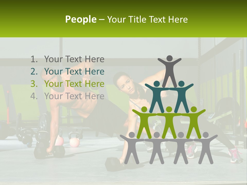 A Man And A Woman Doing Push Ups With Dumbbells PowerPoint Template