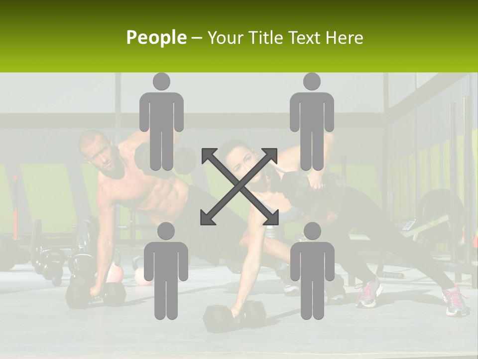 A Man And A Woman Doing Push Ups With Dumbbells PowerPoint Template