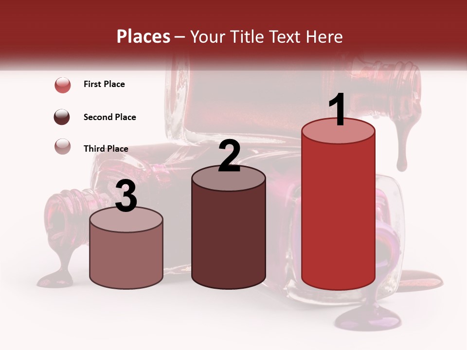 Two Bottles Of Nail Polish With Red And Purple Colors PowerPoint Template