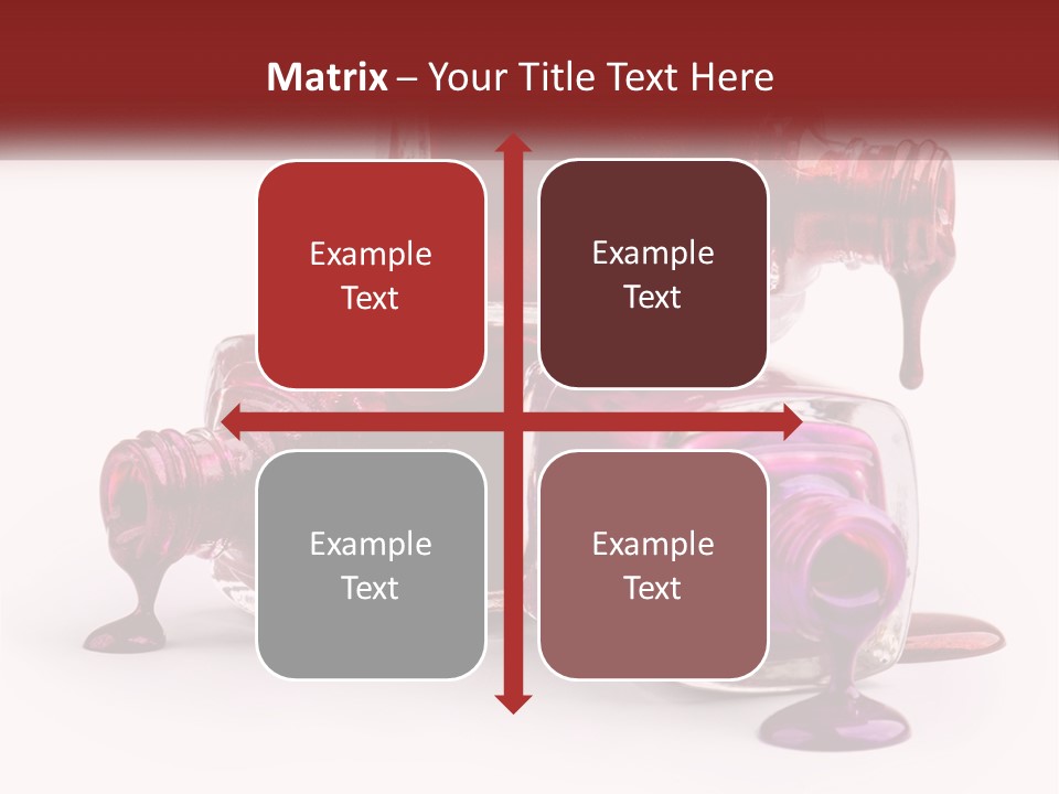 Two Bottles Of Nail Polish With Red And Purple Colors PowerPoint Template