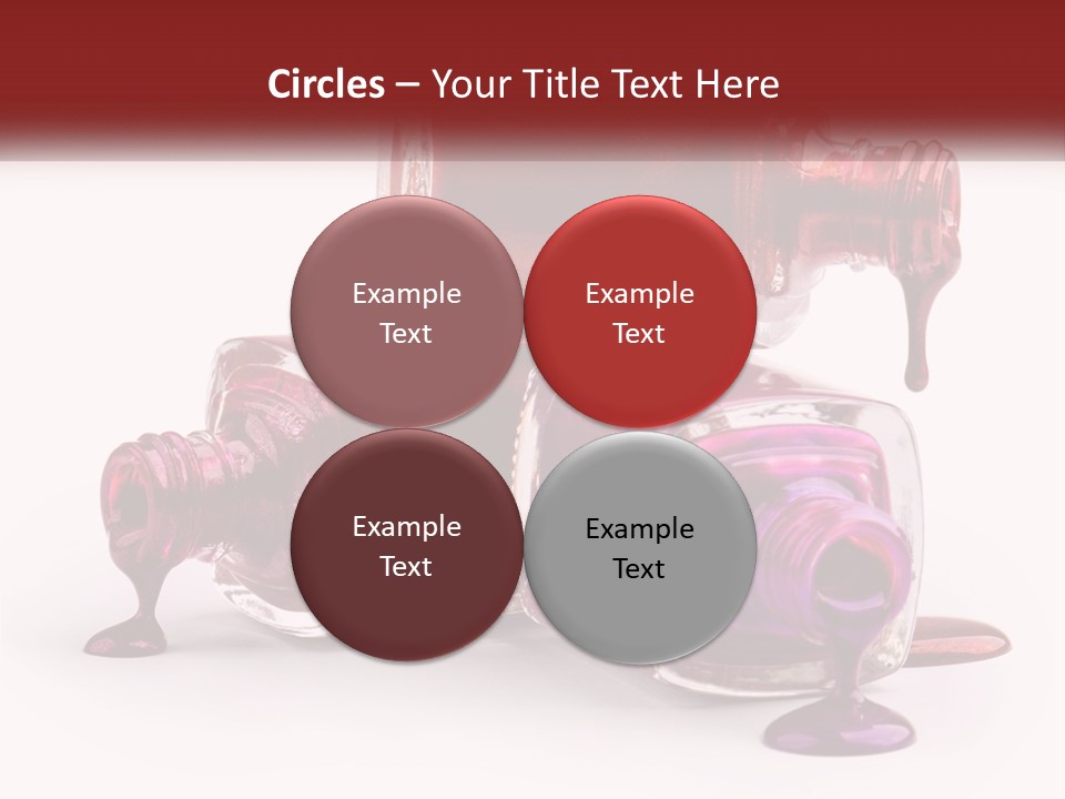 Two Bottles Of Nail Polish With Red And Purple Colors PowerPoint Template