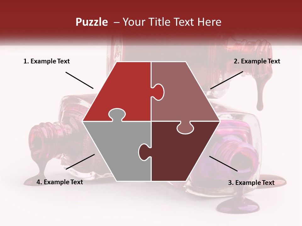 Two Bottles Of Nail Polish With Red And Purple Colors PowerPoint Template