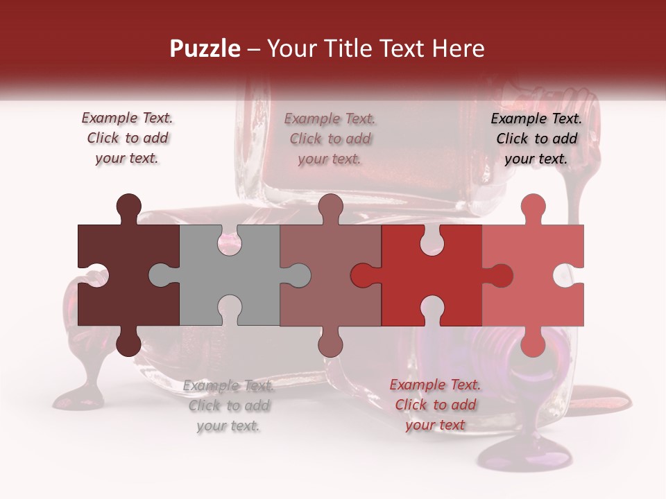 Two Bottles Of Nail Polish With Red And Purple Colors PowerPoint Template