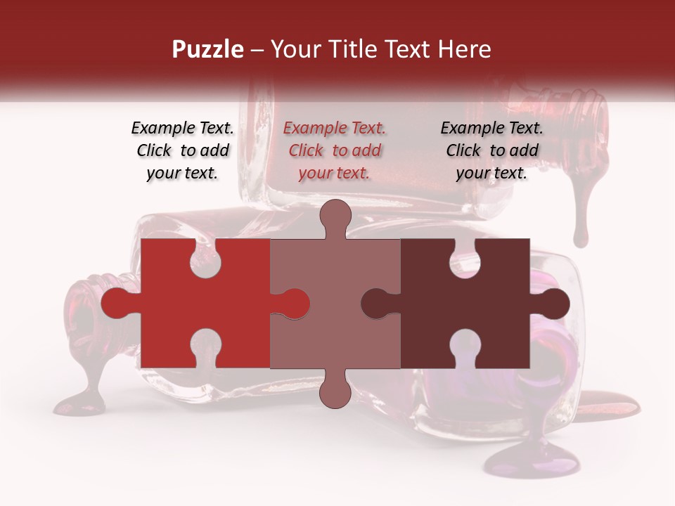 Two Bottles Of Nail Polish With Red And Purple Colors PowerPoint Template