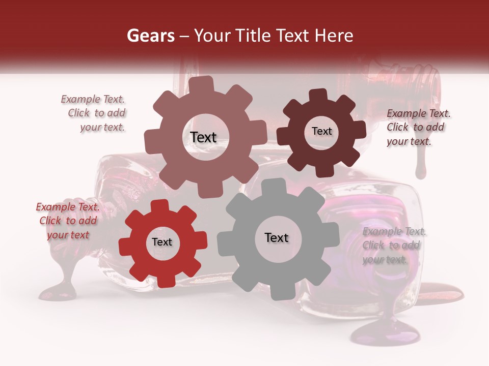 Two Bottles Of Nail Polish With Red And Purple Colors PowerPoint Template