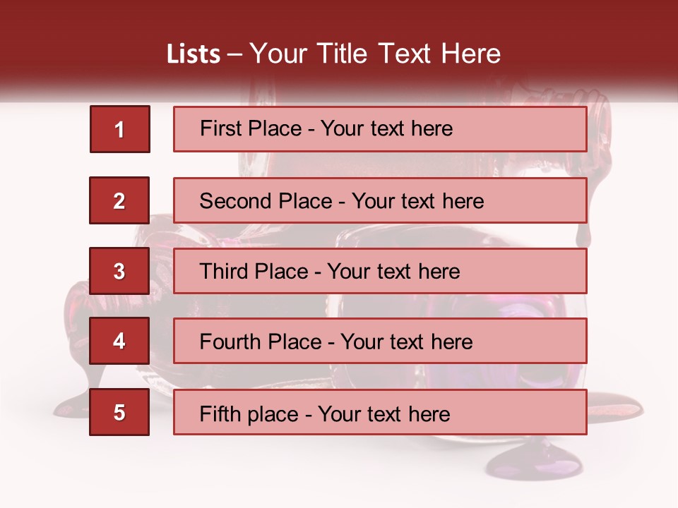 Two Bottles Of Nail Polish With Red And Purple Colors PowerPoint Template