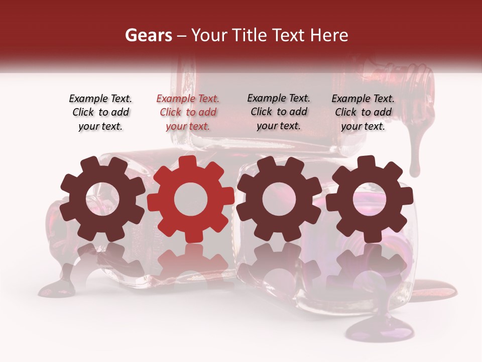 Two Bottles Of Nail Polish With Red And Purple Colors PowerPoint Template