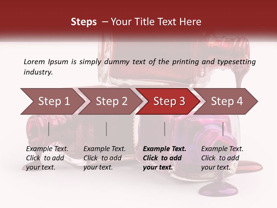 Two Bottles Of Nail Polish With Red And Purple Colors PowerPoint Template