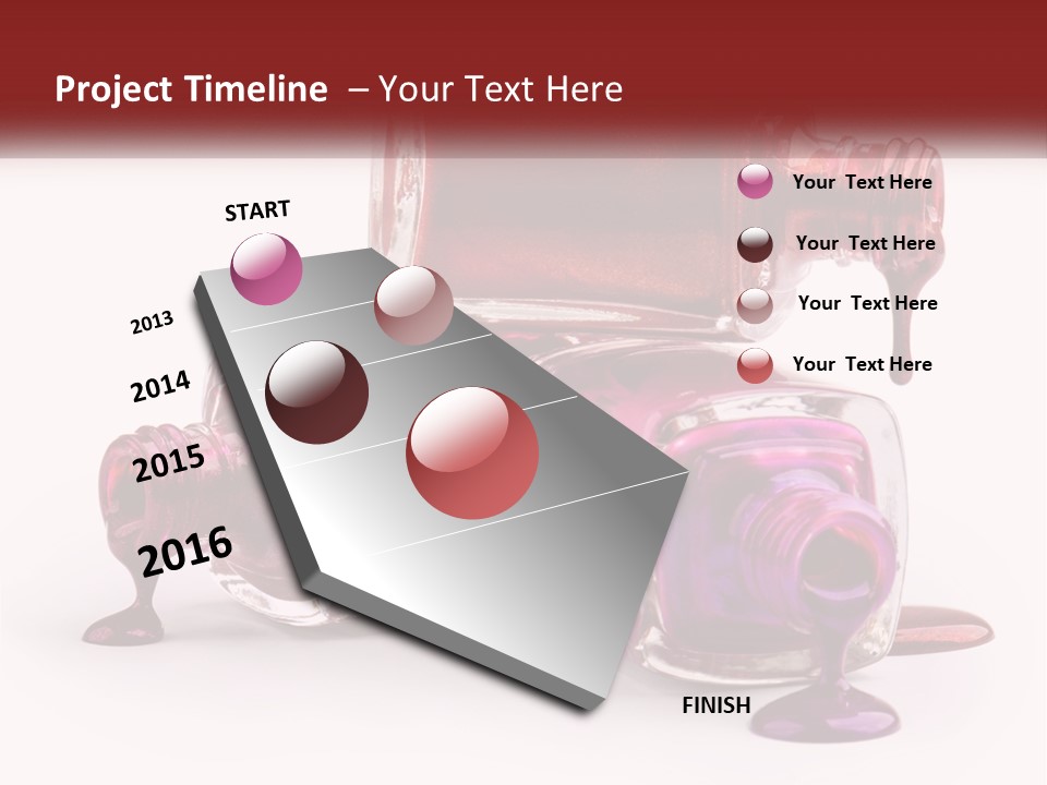 Two Bottles Of Nail Polish With Red And Purple Colors PowerPoint Template