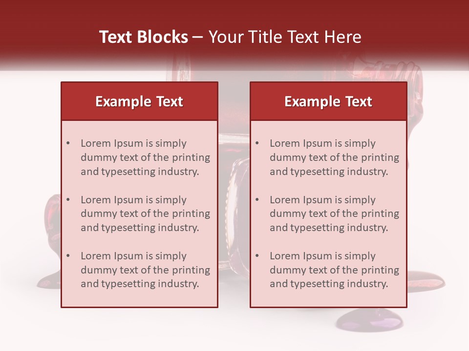 Two Bottles Of Nail Polish With Red And Purple Colors PowerPoint Template