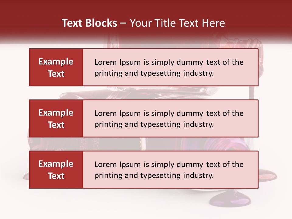 Two Bottles Of Nail Polish With Red And Purple Colors PowerPoint Template