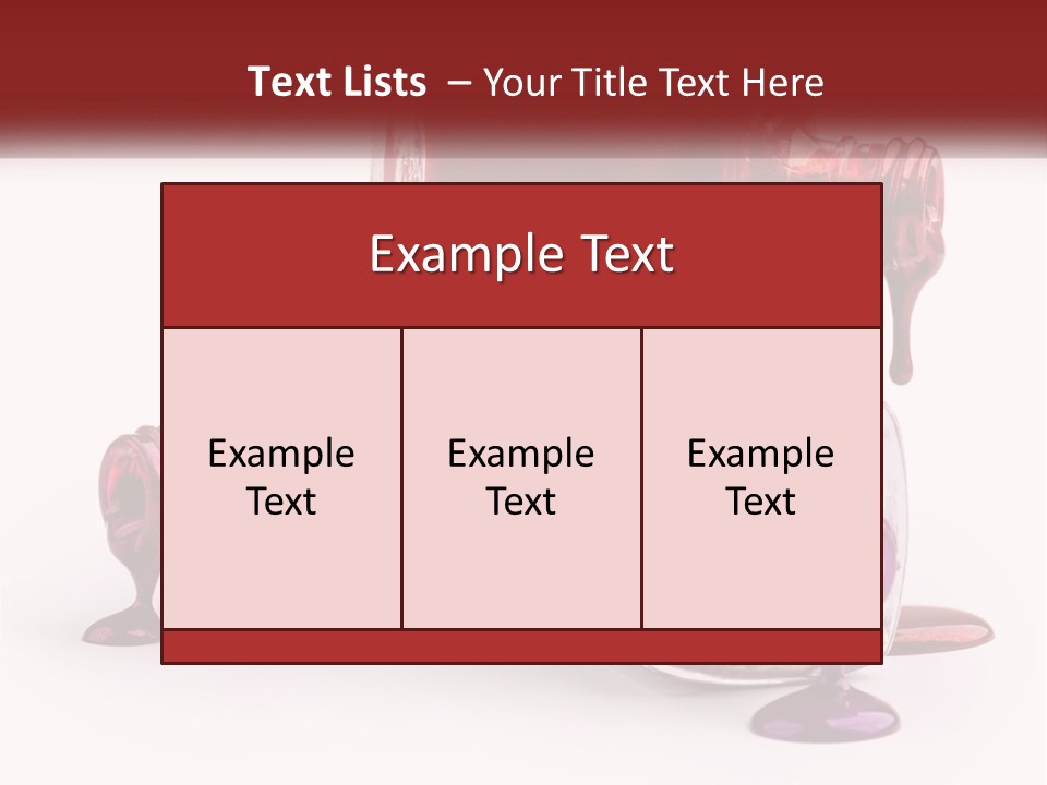 Two Bottles Of Nail Polish With Red And Purple Colors PowerPoint Template