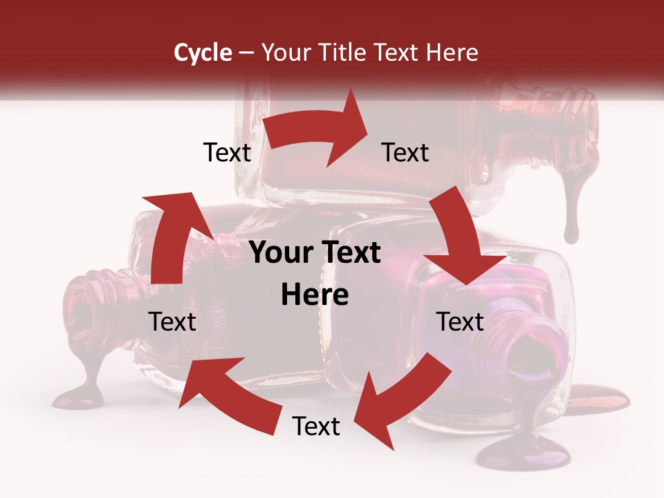 Two Bottles Of Nail Polish With Red And Purple Colors PowerPoint Template