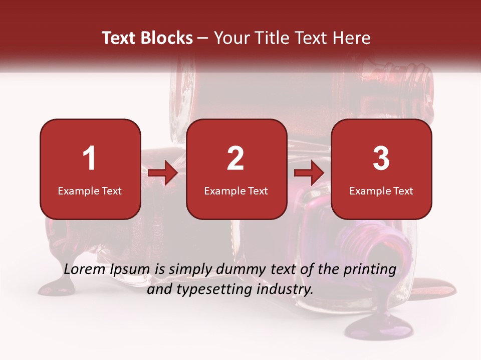 Two Bottles Of Nail Polish With Red And Purple Colors PowerPoint Template