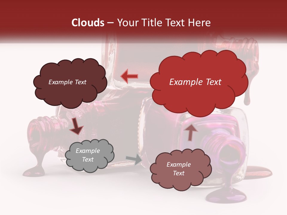 Two Bottles Of Nail Polish With Red And Purple Colors PowerPoint Template