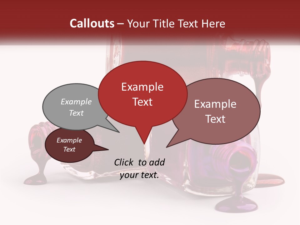 Two Bottles Of Nail Polish With Red And Purple Colors PowerPoint Template