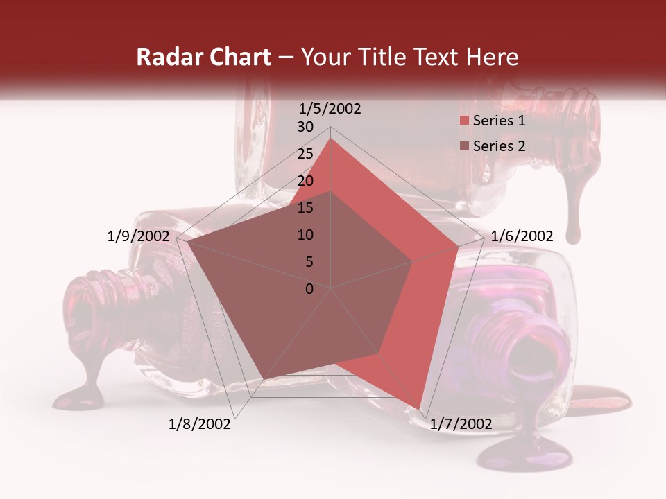 Two Bottles Of Nail Polish With Red And Purple Colors PowerPoint Template