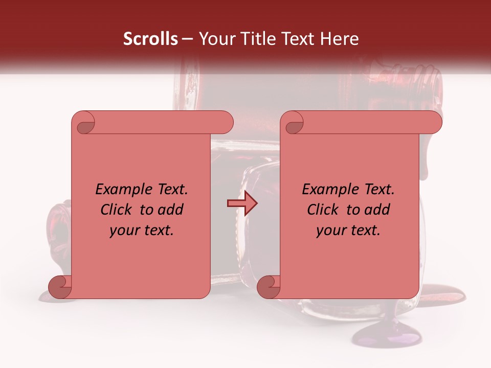 Two Bottles Of Nail Polish With Red And Purple Colors PowerPoint Template
