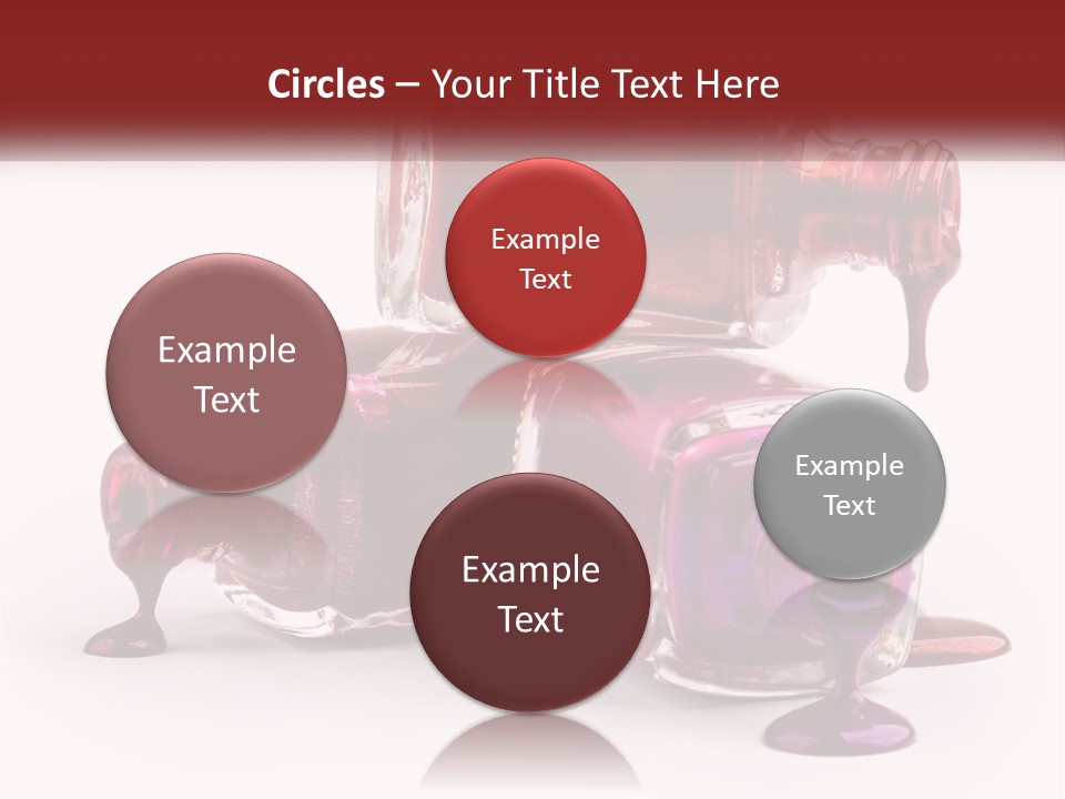 Two Bottles Of Nail Polish With Red And Purple Colors PowerPoint Template