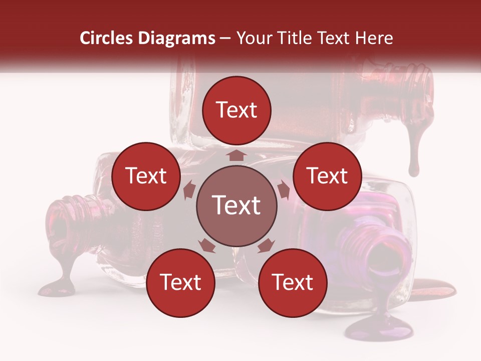 Two Bottles Of Nail Polish With Red And Purple Colors PowerPoint Template