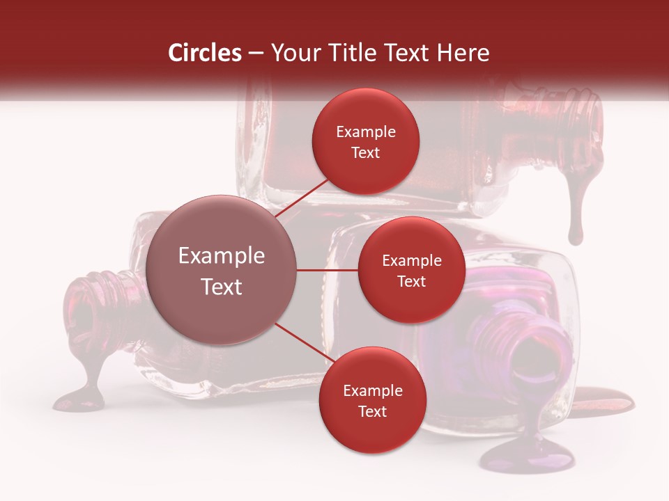 Two Bottles Of Nail Polish With Red And Purple Colors PowerPoint Template